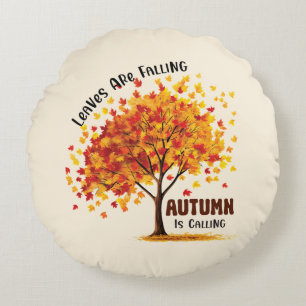 Leaves Are Falling, Autumn Is Calling – Cosy Fall Round Cushion