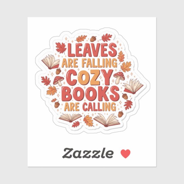 Leaves Are Falling Cosy Books Are Calling Sticker  (Sheet)