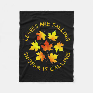 Leaves Are Falling Shofar Is Calling Jewish New Ye Fleece Blanket