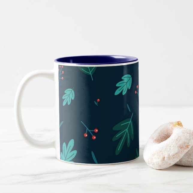 Leaves Art    Two-Tone Coffee Mug (With Donut)