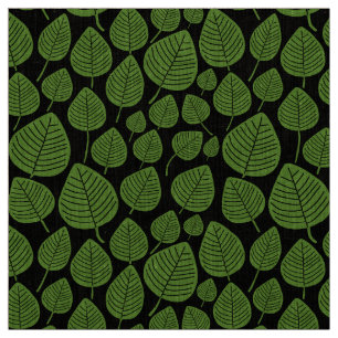 Leaves - Avocado Green on Black Fabric