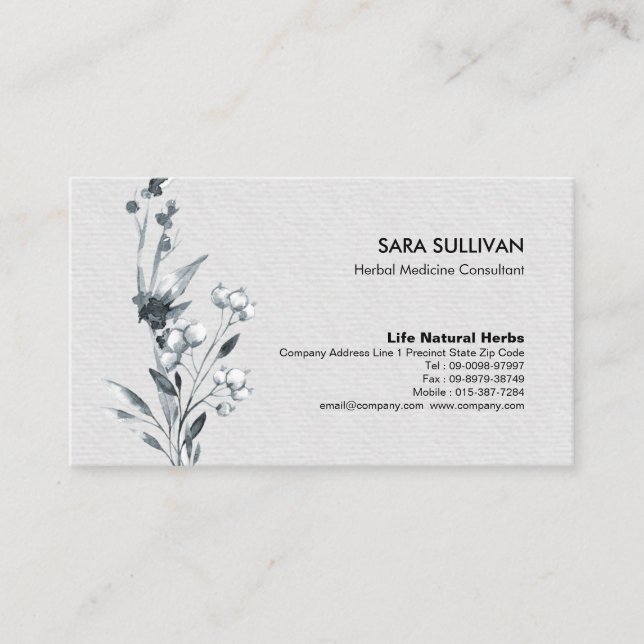 Leaves Berries Herbal Medicine Herbs Business Card (Front)