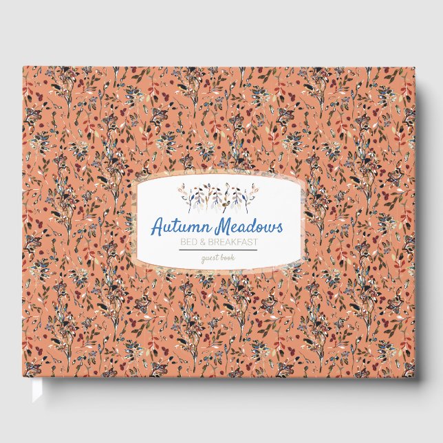  Leaves Berries Orange Elegant Vacation Rental Guest Book (Front)