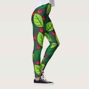 "Leaves & Berries" Pattern Leggings