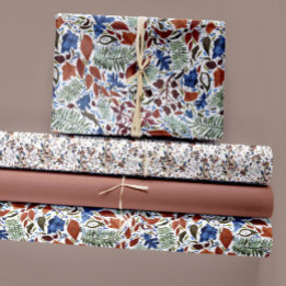Leaves Berries Trio Fall Palette Wrapping Paper Sheet
