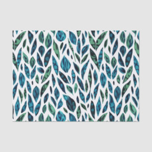 Leaves Blue and Green Botanical Pattern  Tissue Paper