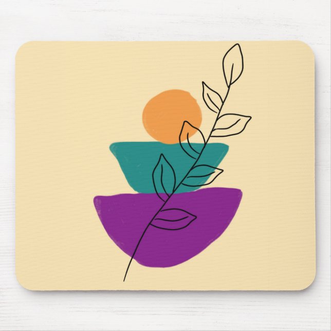 Leaves boho illustration  mouse pad (Front)