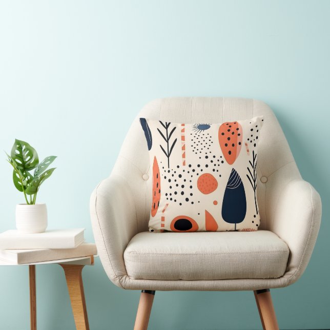 Leaves boho pattern handdrawn minimal colours  cushion (Chair)