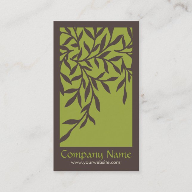 Leaves Business Card (Green) (Front)