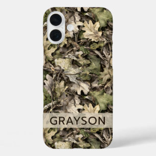 Leaves Camouflage Personalised iPhone 16 Plus Case
