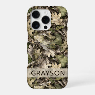 Leaves Camouflage Personalised iPhone 16 Pro Case