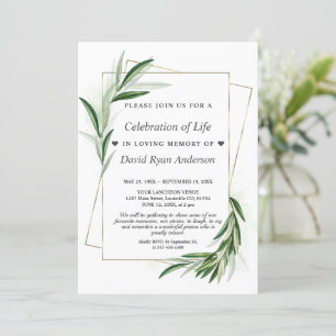 Leaves Celebration of Life Photo Funeral Memorial  Invitation