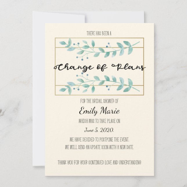 Leaves Change of Plans Bridal Shower Card (Front)