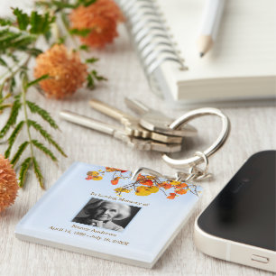 Leaves Elegant In Loving Memory Funeral Memorial Key Ring