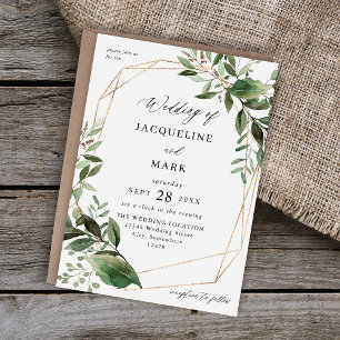 Leaves & Eucalyptus Gold Wedding Invitation