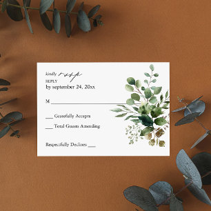 Leaves & Eucalyptus Rustic no Meal RSVP Card