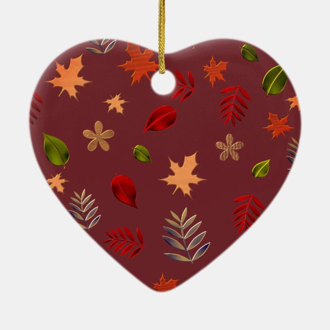 Leaves fall,Bordeaux Ceramic Ornament (Back)
