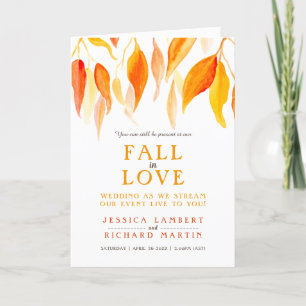 Leaves fall in love wedding live stream photo announcement