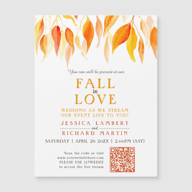 Leaves fall in love wedding streaming orange (Front)