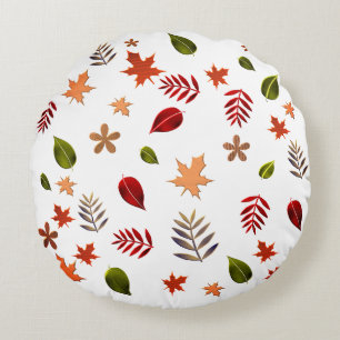 Leaves fall,White background Round Cushion