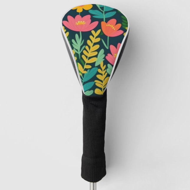 Leaves flowers colourful design  golf head cover (Front)