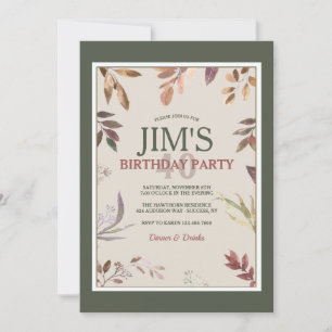 Leaves Frame Birthday Party Invitation