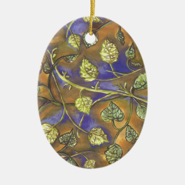 Leaves from Raspberries Oval Ornament (Front)