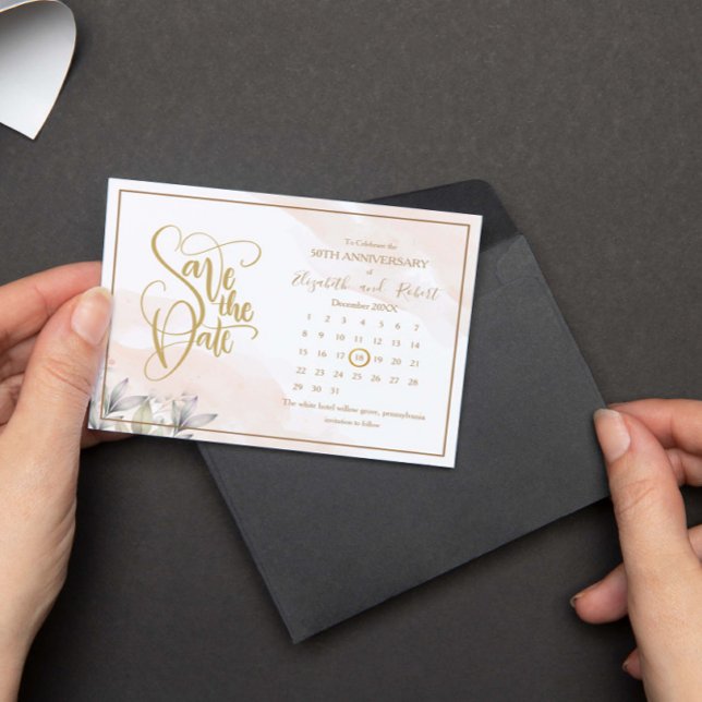 Leaves Green 50th Anniversary Save The Date Announcement Postcard (Creator Uploaded)