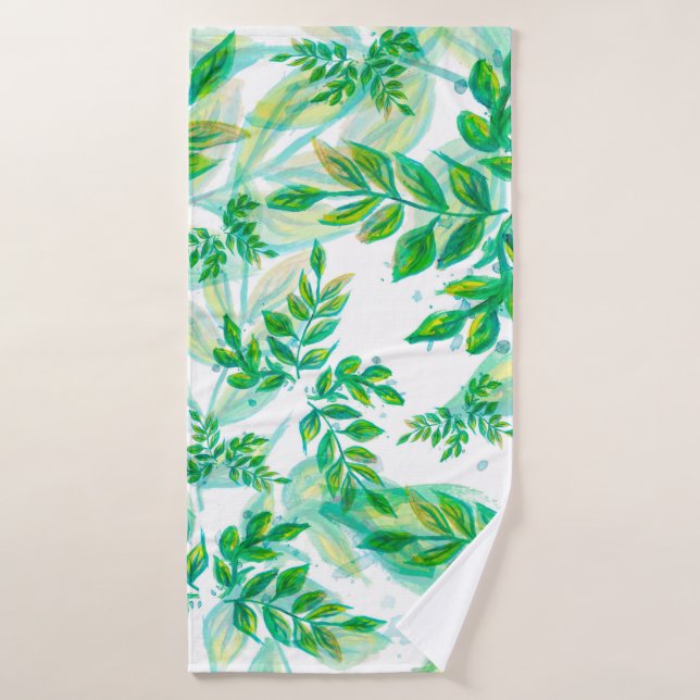 Leaves green pattern nature plant bath towel (Bath Towel)