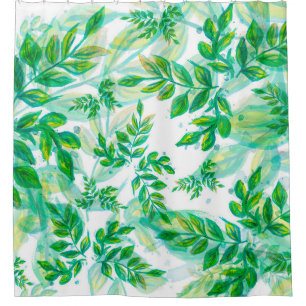 Leaves green pattern nature plant shower curtain