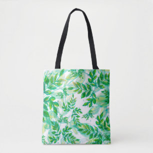Leaves green pattern nature plant tote bag