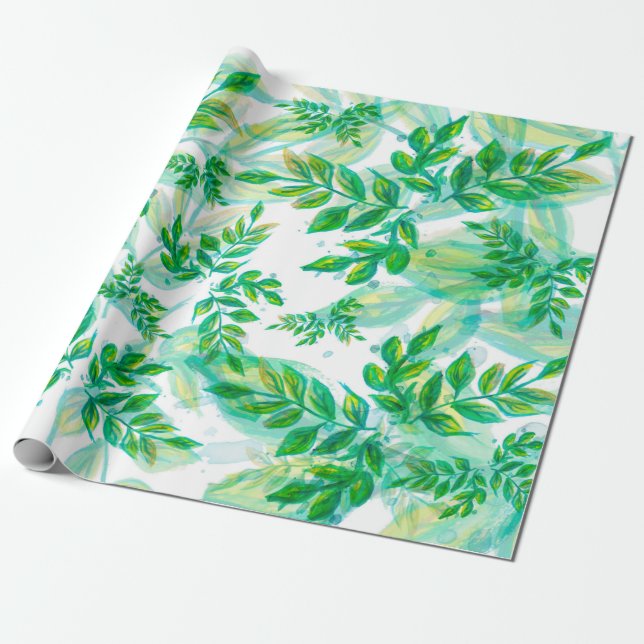 Leaves green pattern nature plant wrapping paper (Unrolled)