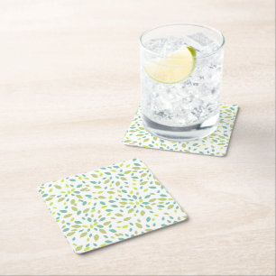 Leaves (Green) Square Paper Coaster