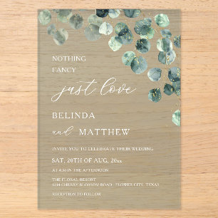 Leaves Greenery Watercolor Flowers Modern Arch Acrylic Invitations