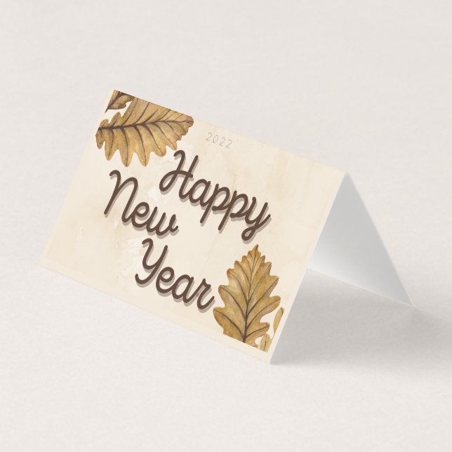 Leaves Happy New Year Cards 25pk (Front)