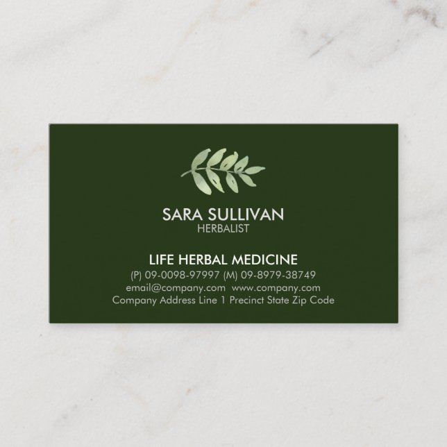 Leaves Herbal Medicine Herbs  Business Card (Front)