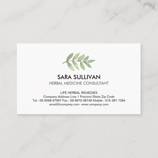 Leaves Herbal Medicine Herbs  Business Card (Front)