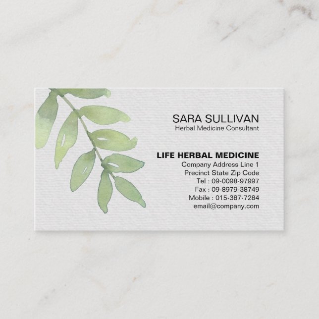 Leaves Herbal Medicine Herbs  Business Card (Front)