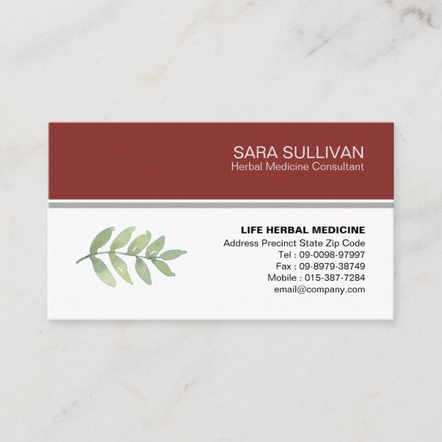 Leaves Herbal Medicine Herbs  Business Card (Front)