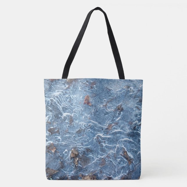 Leaves In Ice (Blue) Tote Bag (Front)