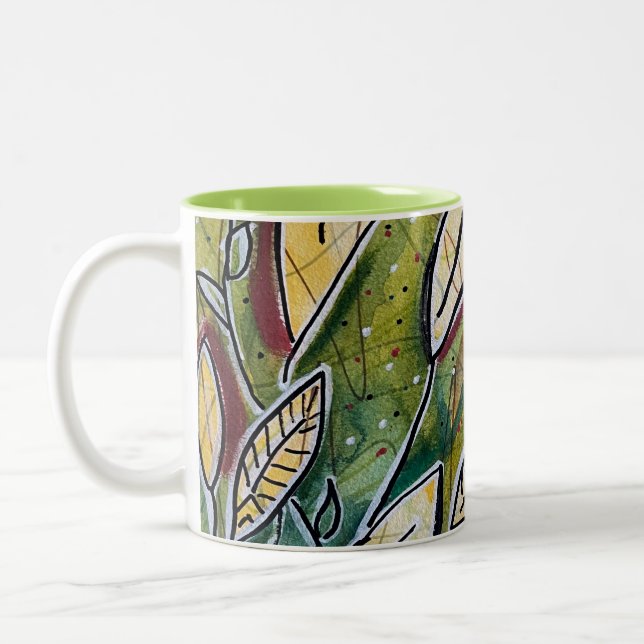 Leaves in the Wind Two-Tone Coffee Mug (Left)