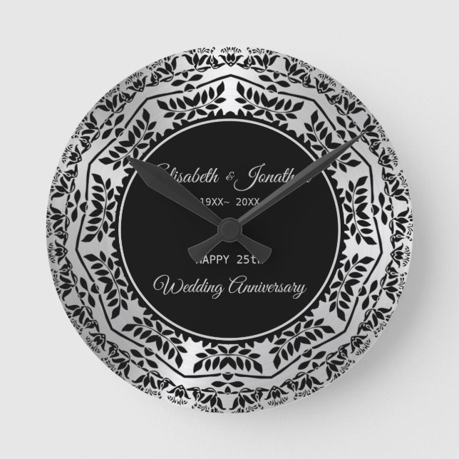 Leaves Mandala 25th Anniversary Round Clock (Front)