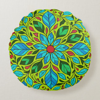 Leaves Mandala Design Round Cushion