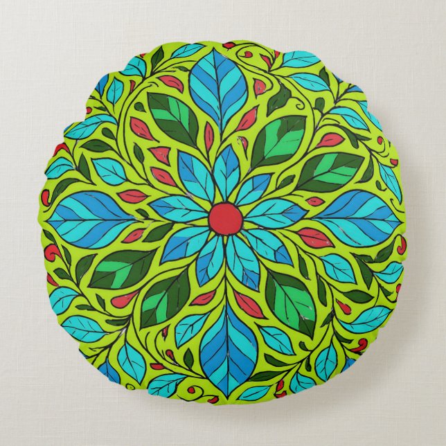 Leaves Mandala Design  Round Cushion (Front)