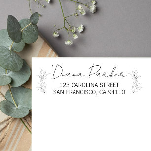 Leaves Modern Script Return Address Rubber Stamp