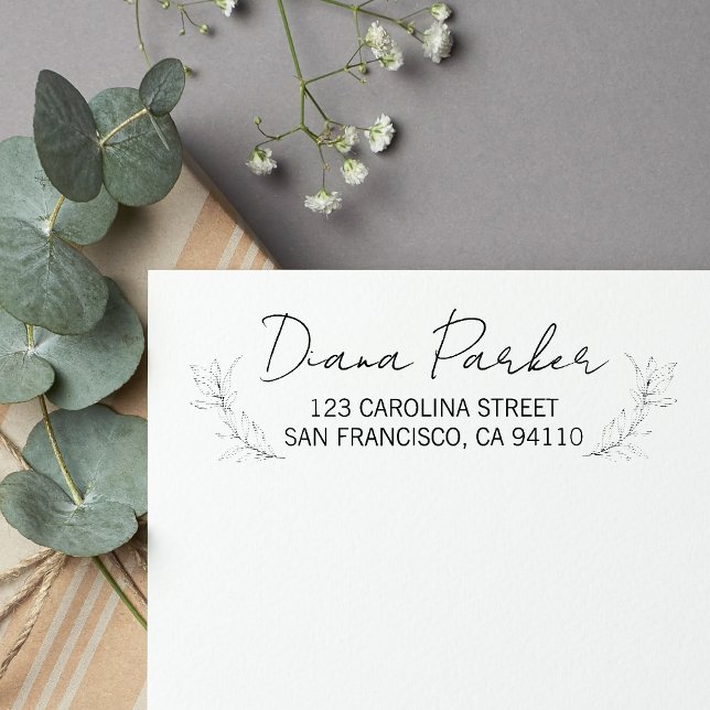 Leaves Modern Script Return Address Self-inking Stamp (Creator Uploaded)