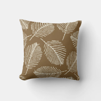 Leaves mono print, caramel brown, seamless. cushion