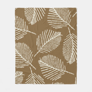 Leaves mono print, caramel brown, seamless. fleece blanket