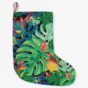 Leaves Monstera Frogs Dark Pattern Small Christmas Stocking