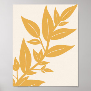 Leaves Mustard Yellow And Cream White Botanical Poster